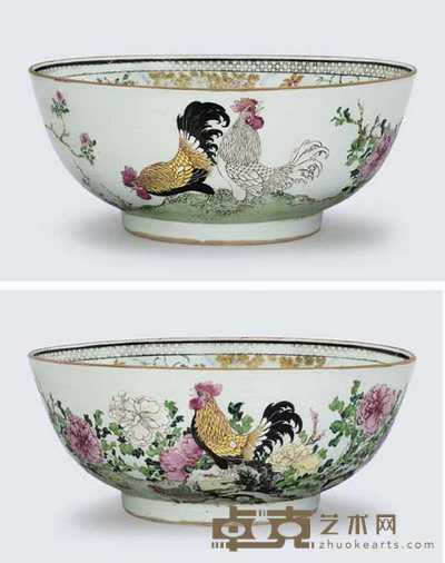 YONGZHENG/EARLY QIANLONG, CIRCA 1735-45 A LARGE RARE FAMILLE ROSE PUNCH BOWL 